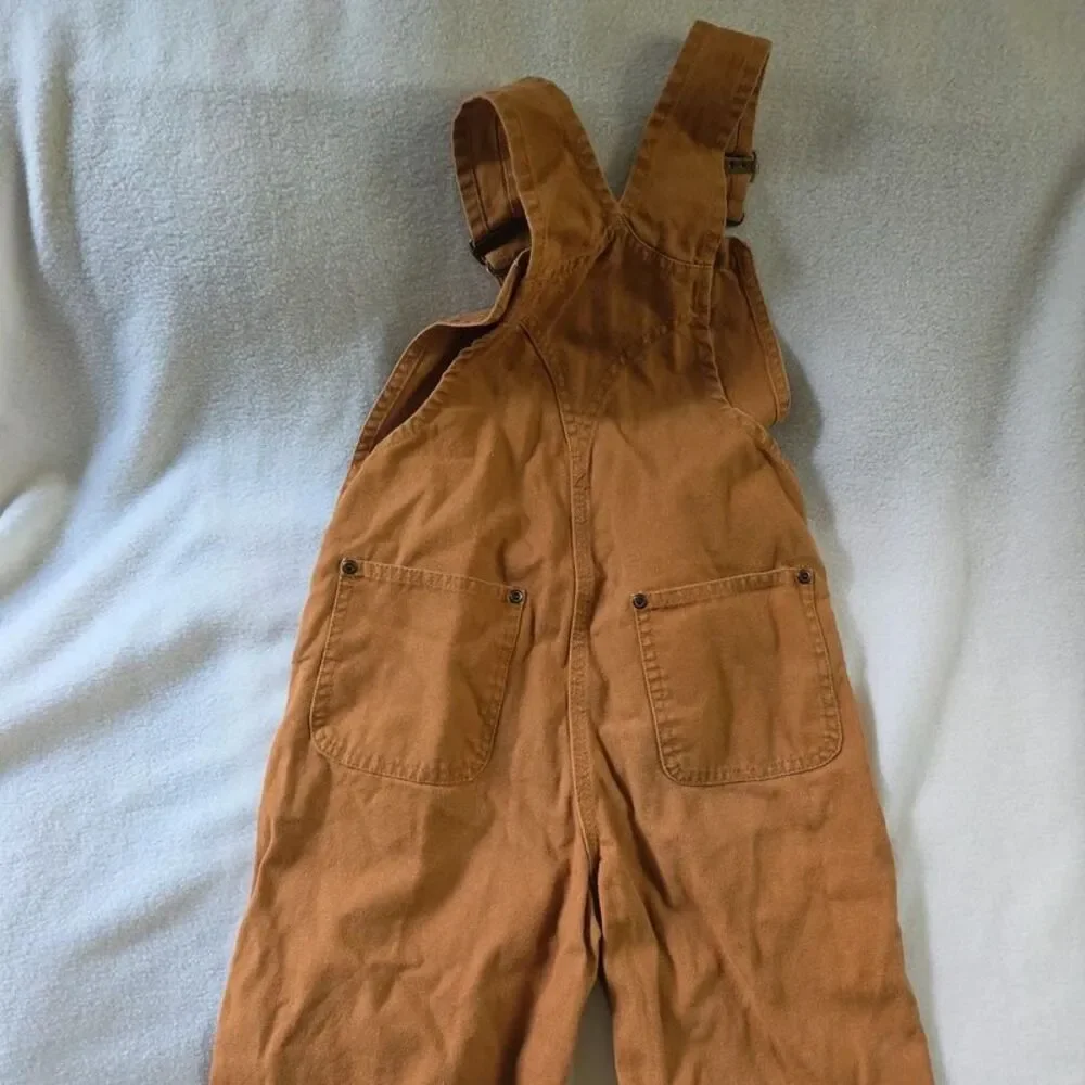Carhartt Kids Size 7 Brown Duck Canvas Double Knee Bib Overalls Workwear Play